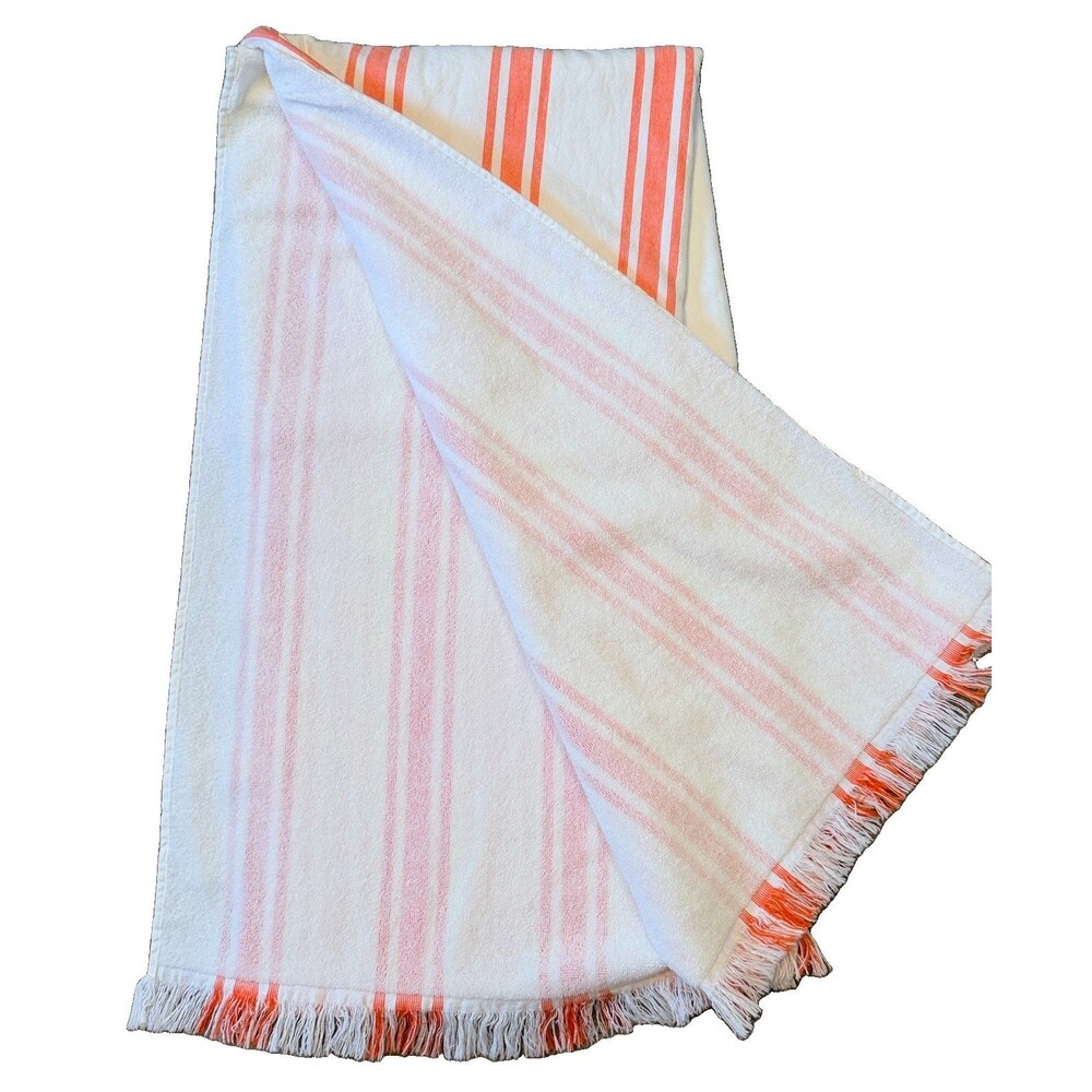 Hearth & Hand Magnolia 60x60 Cotton Striped Beach Blanket Towel Orange Stripe